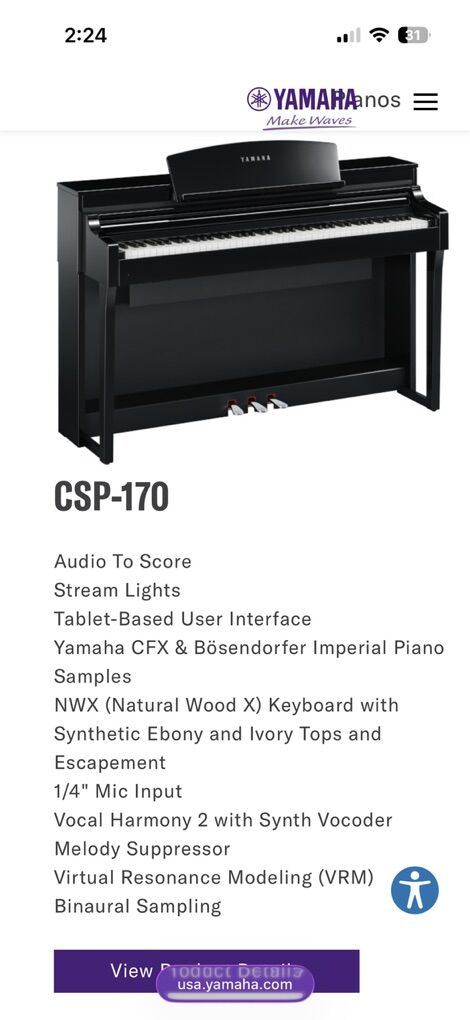 Clavinova CSP 170 Piano