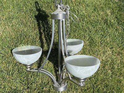 3-Light Chandelier with Frosted White Glass Shades