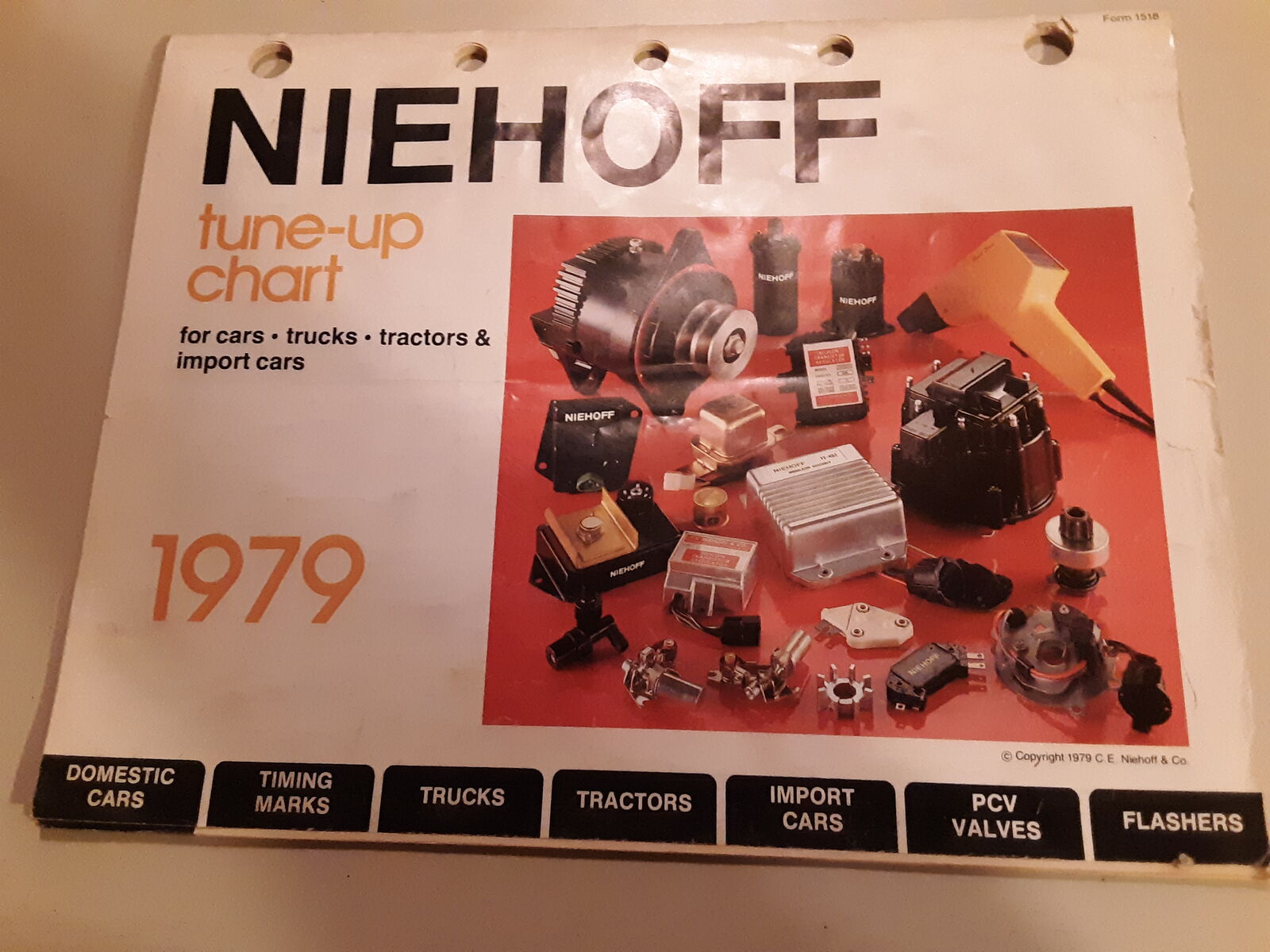 Vintage Niehoff Tune Up Chart Cars Trucks Tractors Import Cars 1979 Advertising Sign