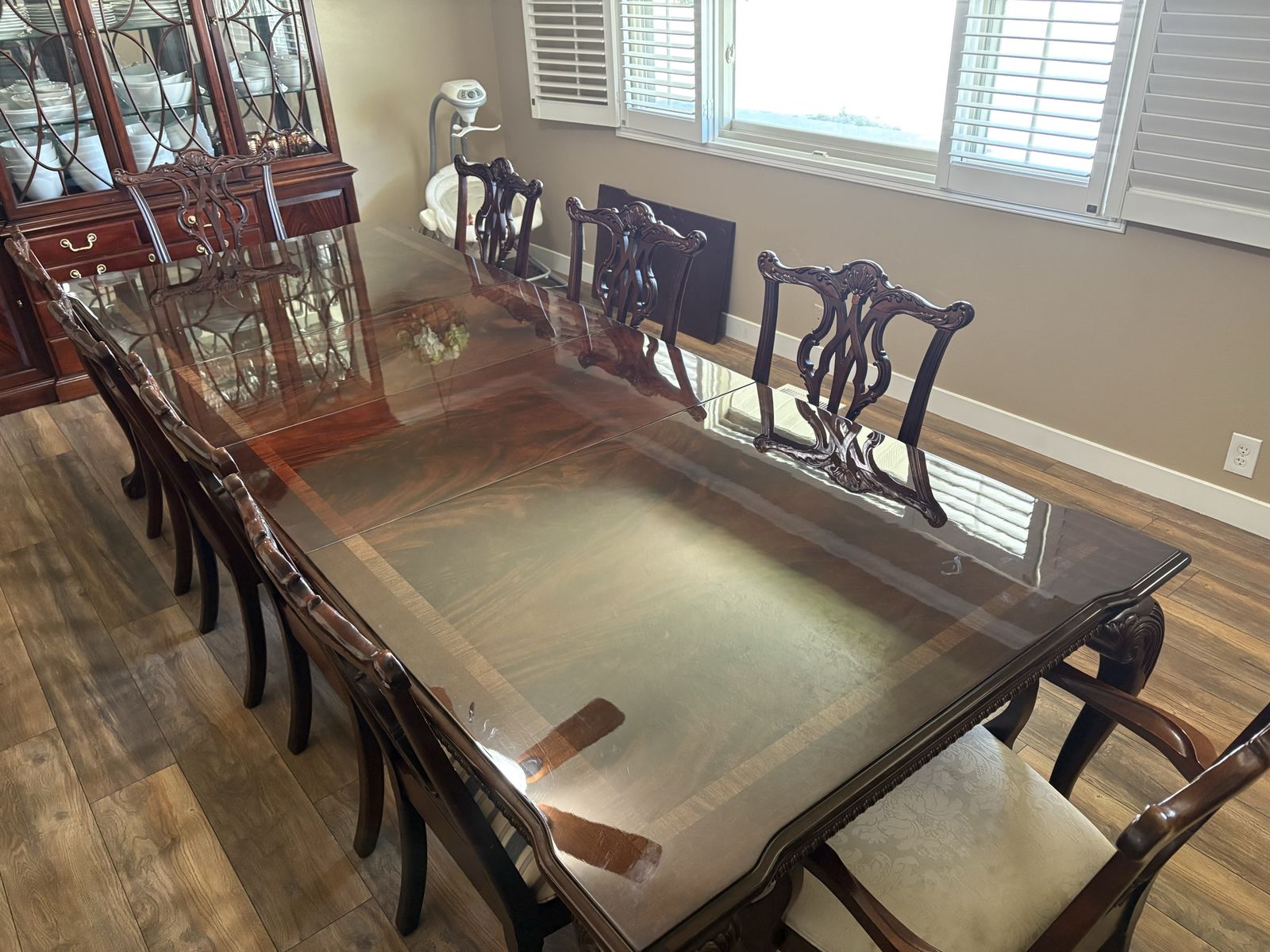 Cherry wood  Table W 9chairs, hutch & buffet