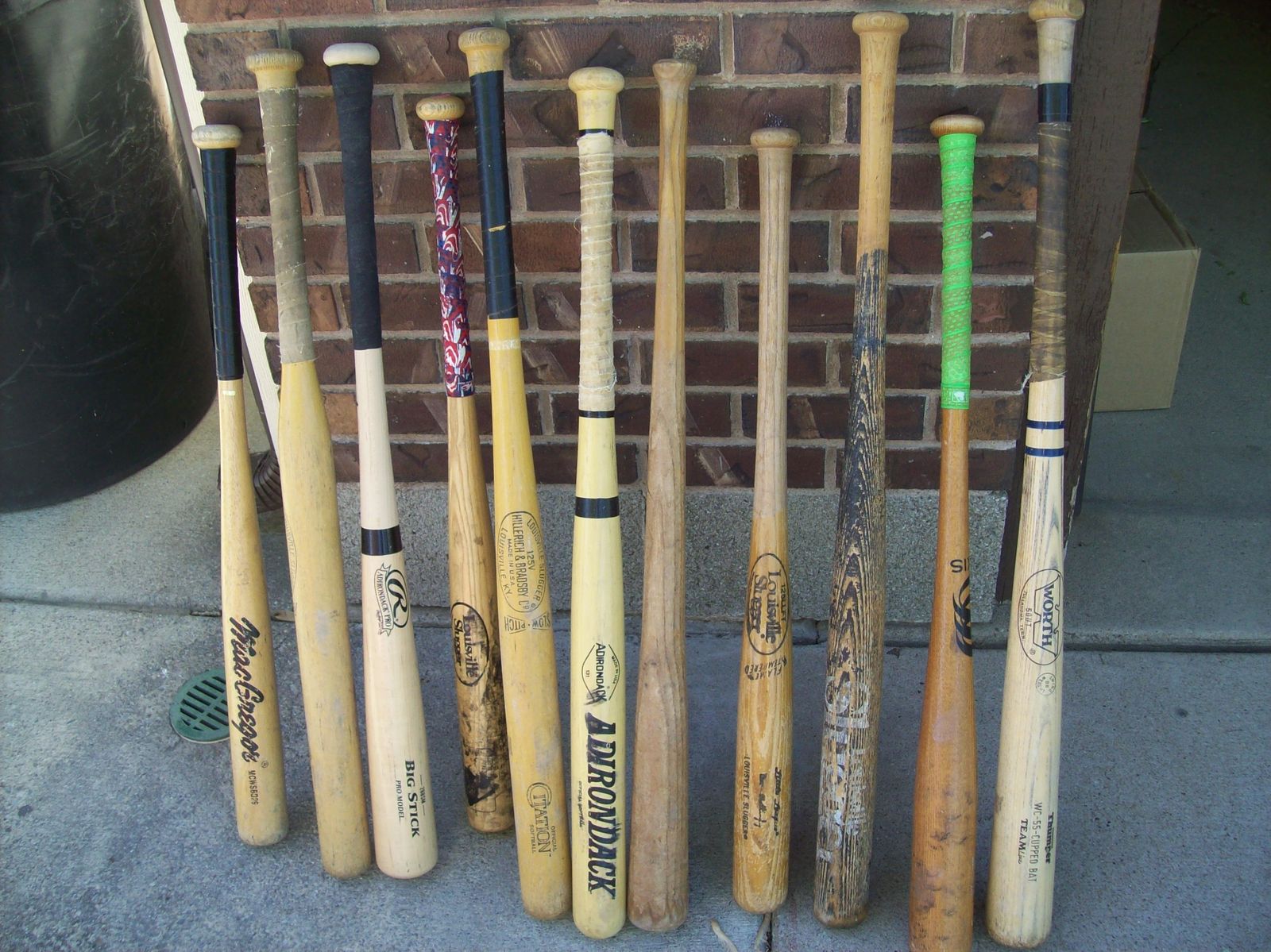 Assorted wooden softball bats for sale $25 each