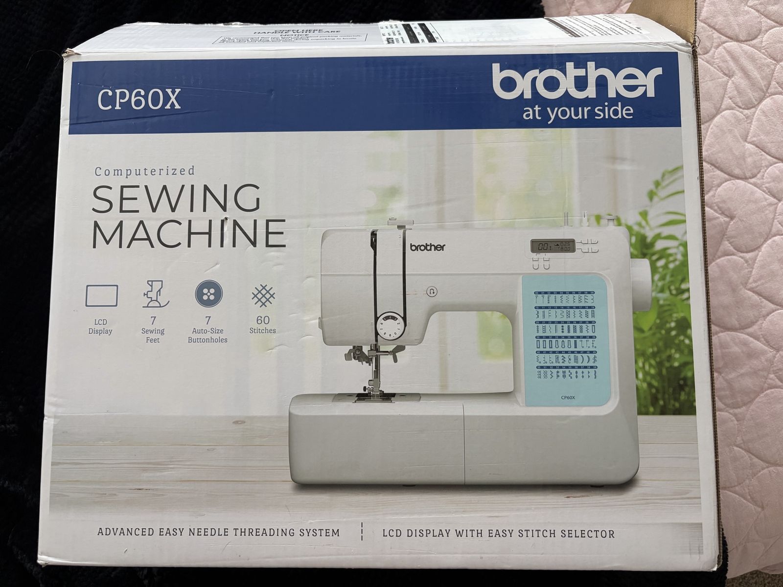 Brother CP60X Computerized Sewing Machine - 60 Stitches, LCD Display, 7 Auto-Size Buttonholes