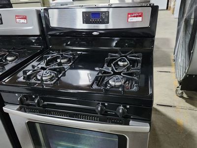 Whirlpool Stainless Steel Gas Range Oven with 4 Burners, Digital Display, and Storage Drawer