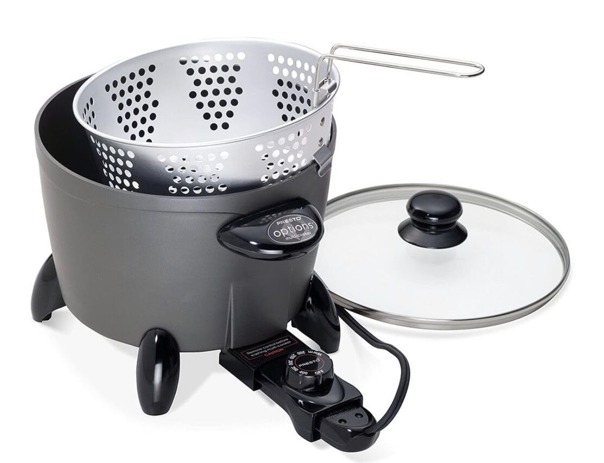 Presto Options Multi-Cooker Steamer Deep Fryer w/ Basket 06006, Versatile Kitchen Appliance