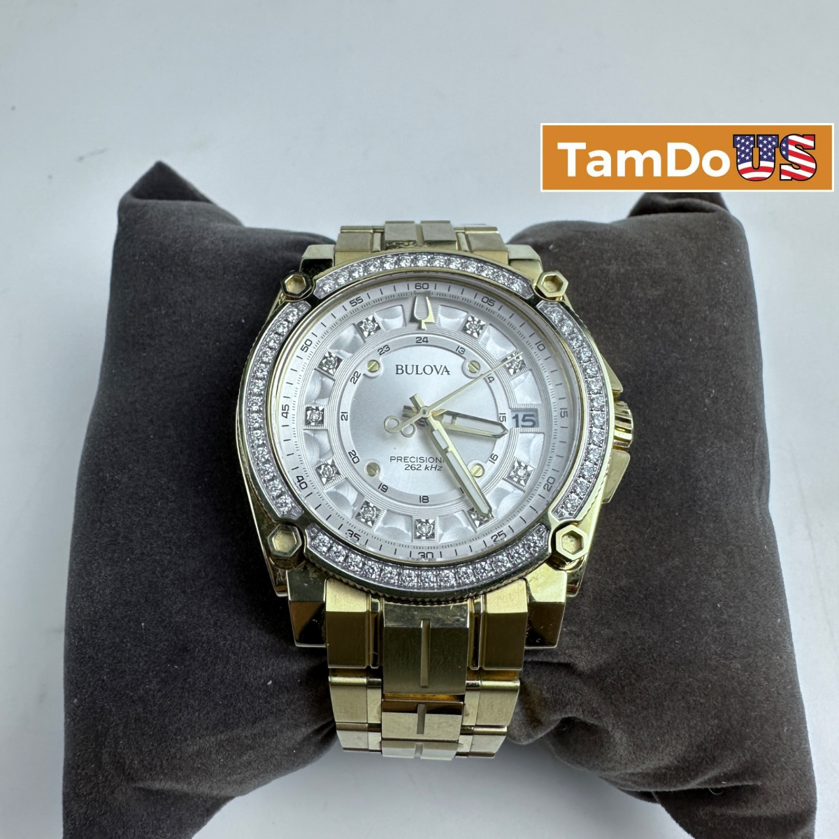 Bulova Icon $2395 62 Diamonds 0.84ctw Gold Tone 40mm Watch 98J120