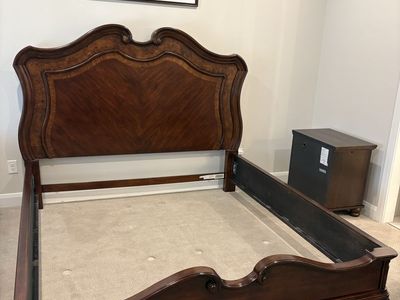 Elegant King Size Wooden Bed Frame - Headboard, Footboard, & Side Rails Included