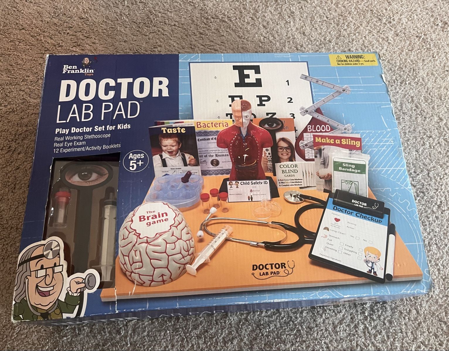 Ben Franklin Toys Doctor Lab Pad Kids Play Doctor Set Real Stethoscope Experiments Ages 5+