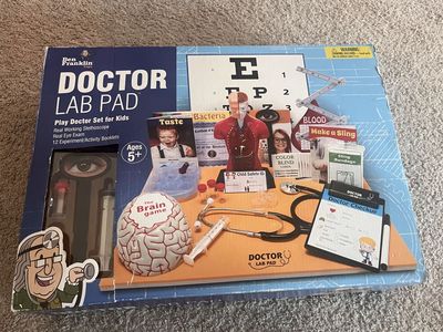 Ben Franklin Toys Doctor Lab Pad Kids Play Doctor Set Real Stethoscope Experiments Ages 5+