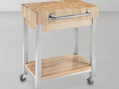John Boos End-Grain Butcher Block Classic Kitchen Cart (30”) (wood kitchen island)
