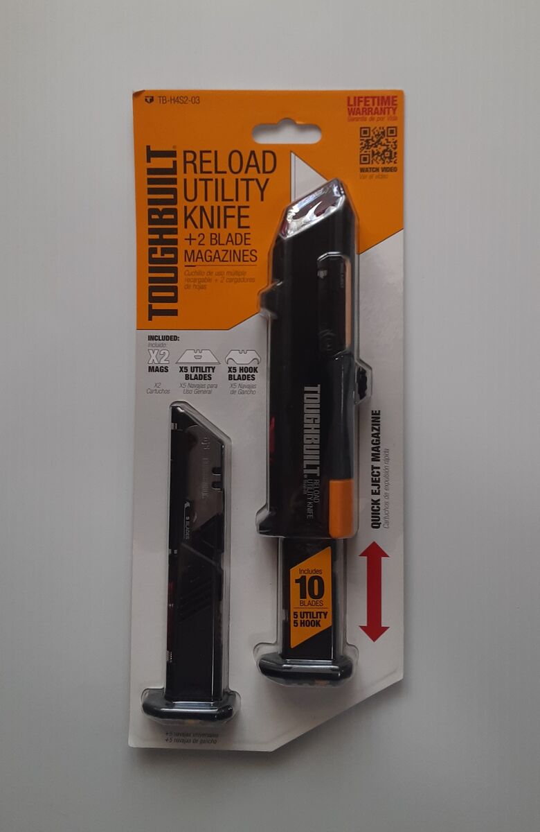 ToughBuilt – Reload Heavy-Duty Utility Knife with 2 Blade Magazines, Auto-Loading Chamber and Quick-Change Mechanism