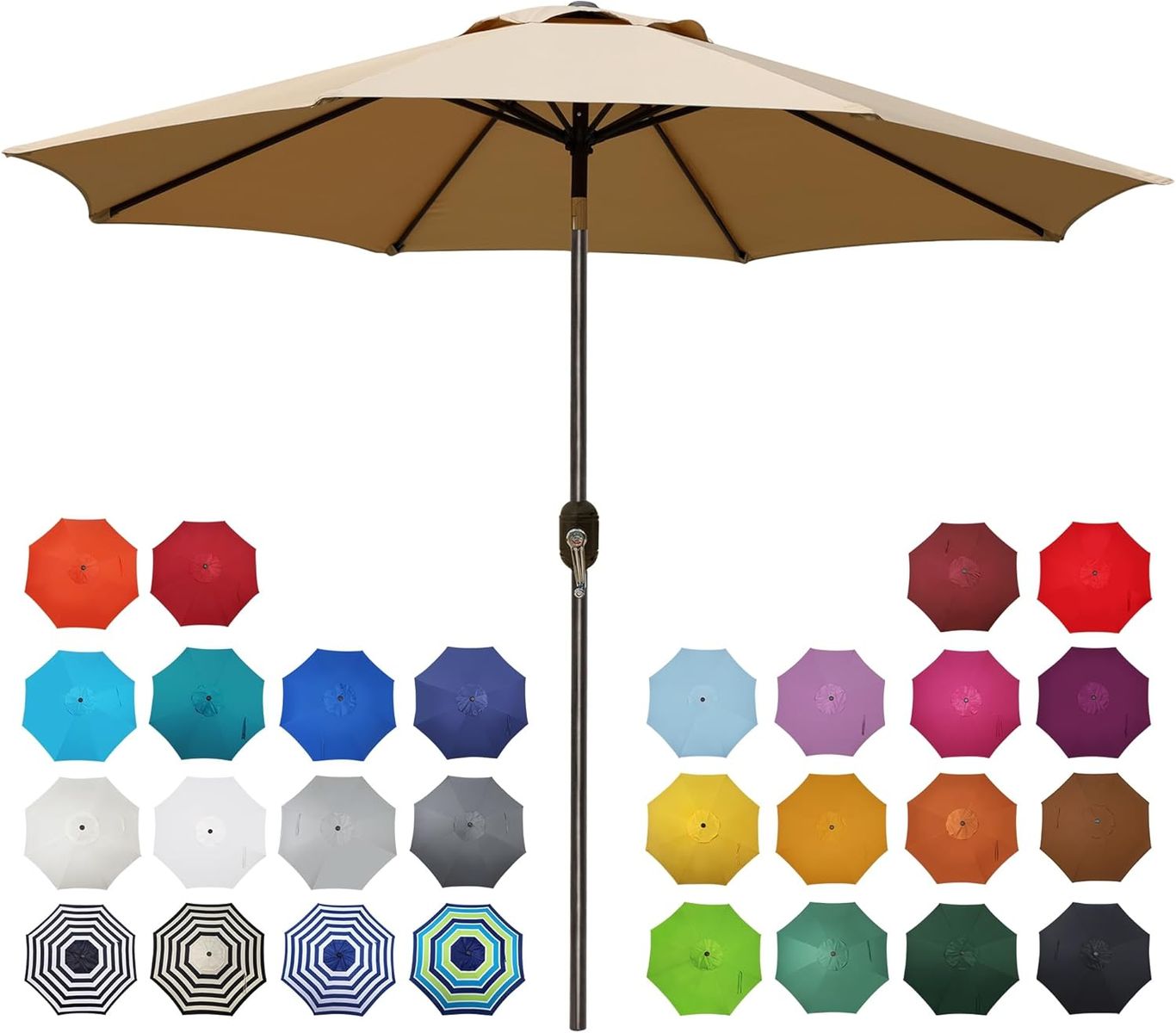 Blissun 9' Outdoor Patio Umbrella with Tilt Crank