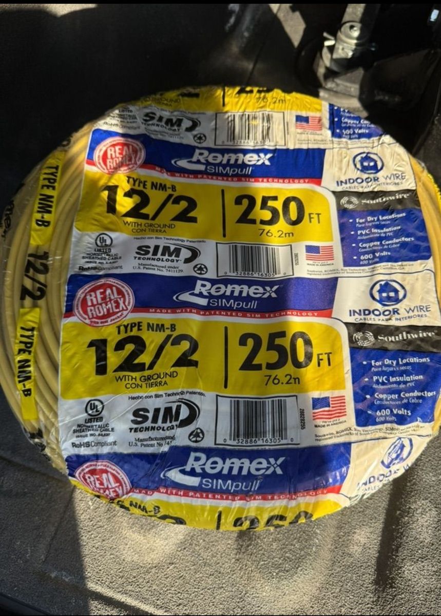12/2 Romex. 250 foot roll unused.
