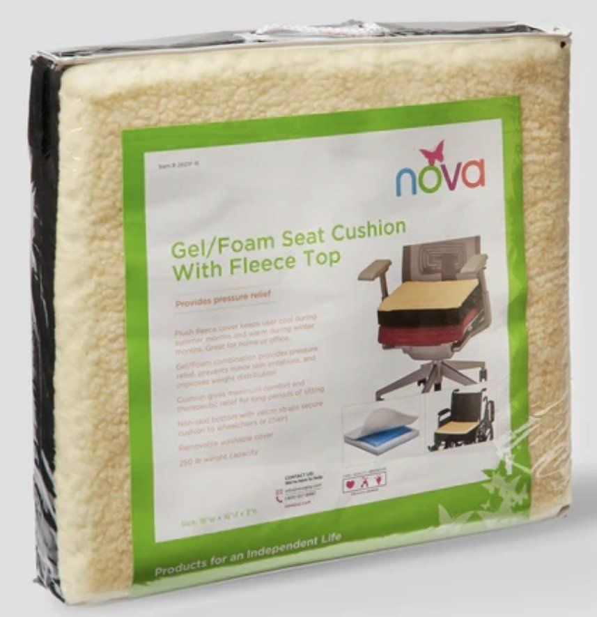 NOVA Gel Foam Seat Cushion Coccyx Cutout Fleece
