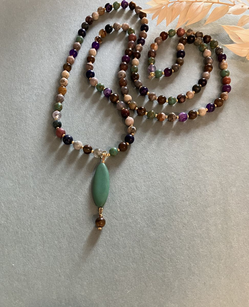 Handmade Beaded Multi Gemstone Pendant Necklace