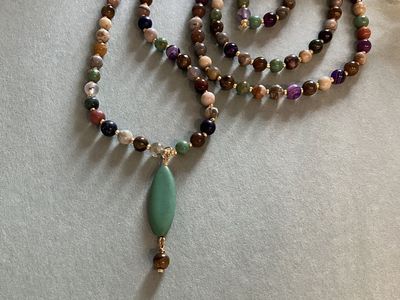 Handmade Beaded Multi Gemstone Pendant Necklace