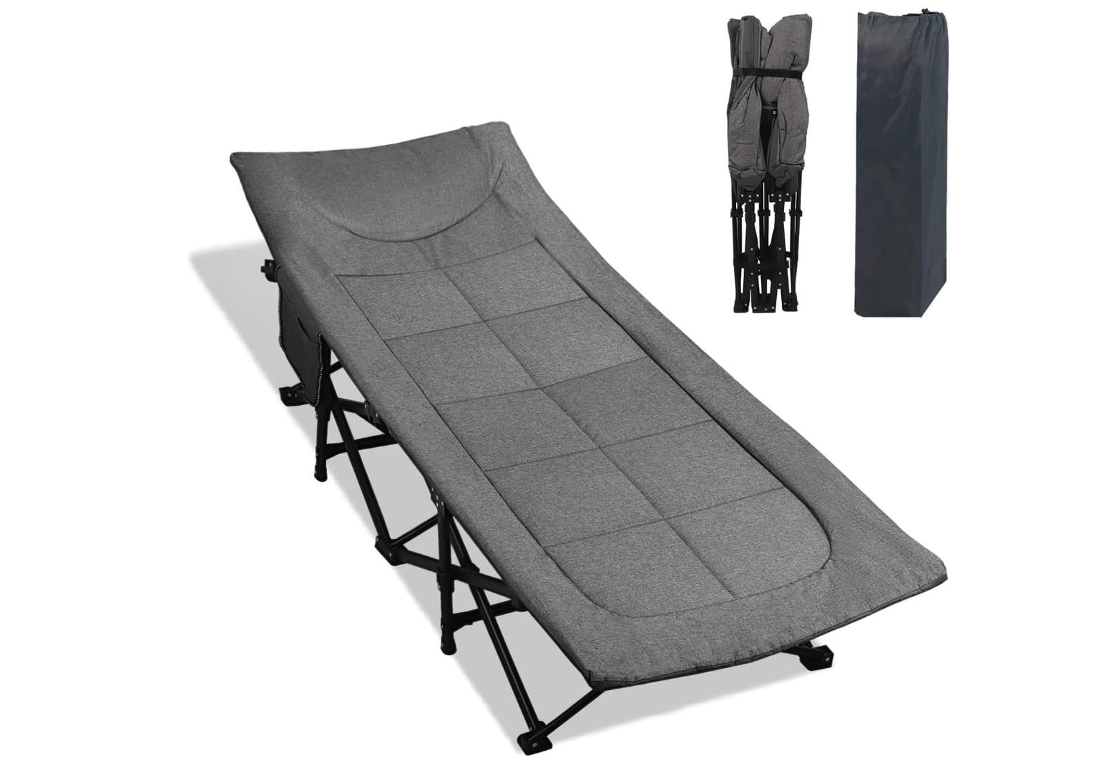 New Camping Cot  with Cushion and Pillow, Portable Folding