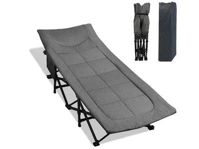 New Camping Cot with Cushion and Pillow, Portable Folding