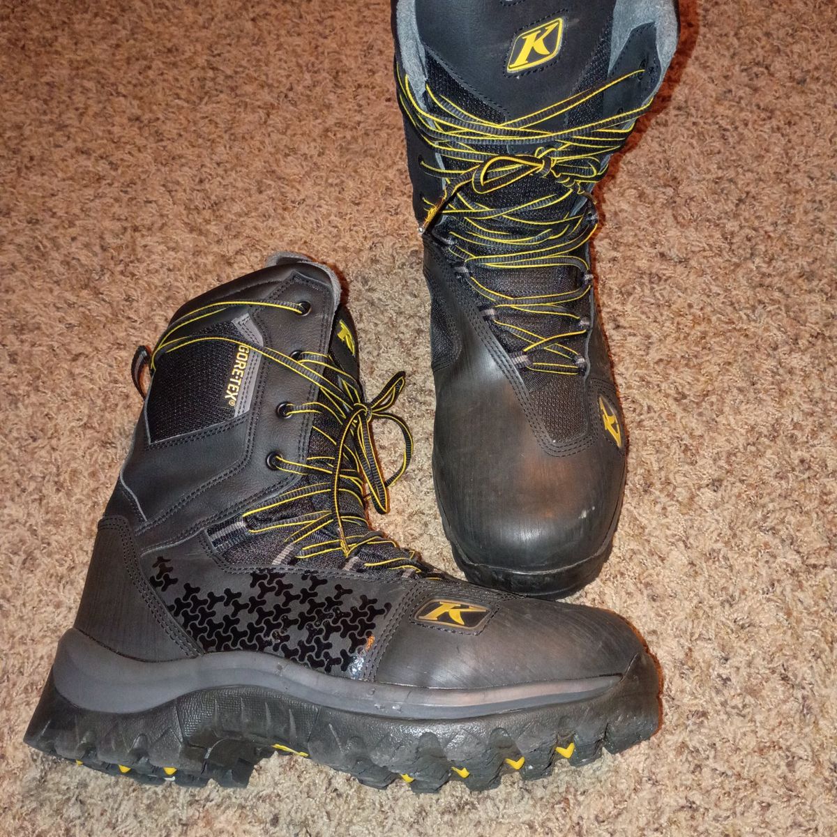 Klim Gore-Tex Snowmobile Boots Waterproof Thinsulate Insulated Black Yellow