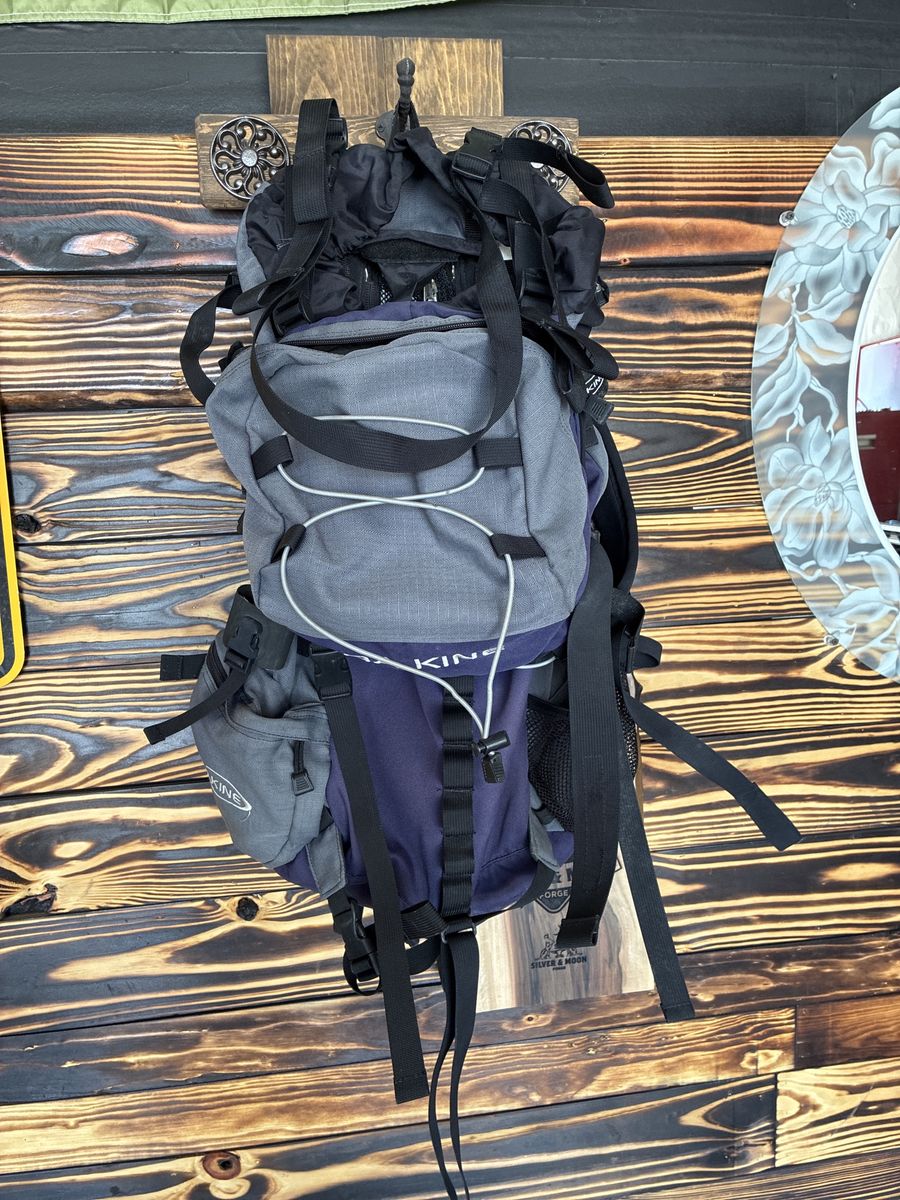 Dakine Hiking Backpack Gray/Blue Outdoor Camping Travel Bag Multi-Pocket