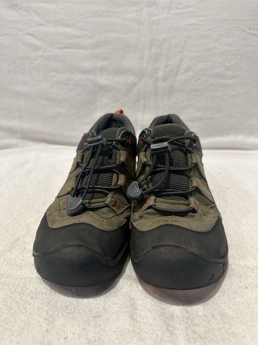 Keen youth size 2 olive/black with red trim waterproof hiking shoes