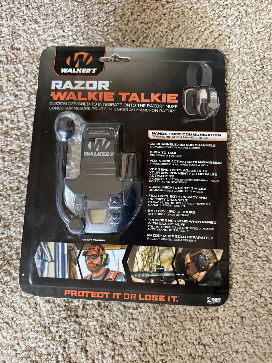 Walker's Razor Walkie Talkie: Hands-Free Communication, 3-Mile Range, 22 Channels