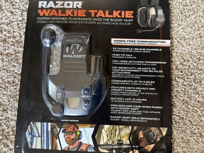 Walker's Razor Walkie Talkie: Hands-Free Communication, 3-Mile Range, 22 Channels