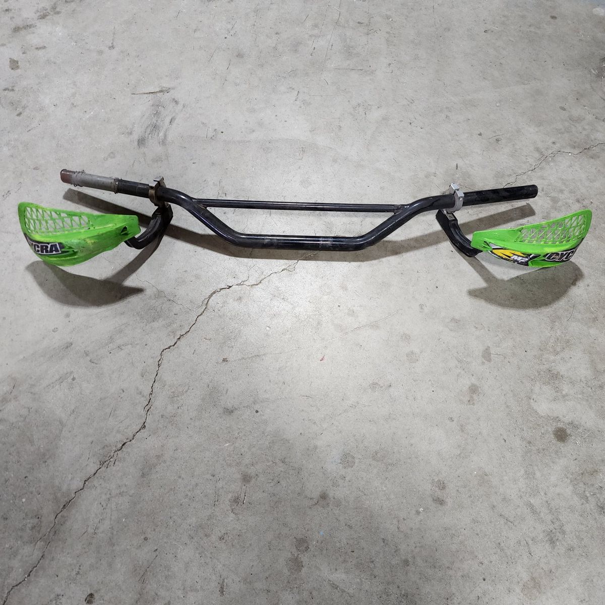 Motorcycle Dirt Bike Handlebars with Green Handguards - Used