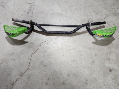 Motorcycle Dirt Bike Handlebars with Green Handguards - Used