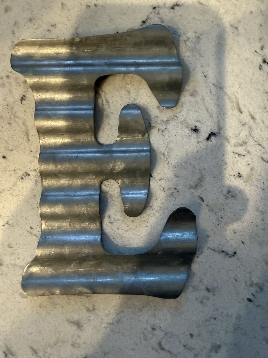 Galvanized Corrugated Metal Decorative Alphabet Letters E, Q, W