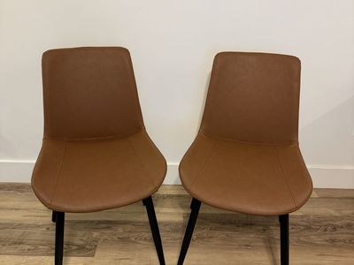 (2x) Leather Upholstered Modern Dining Chair