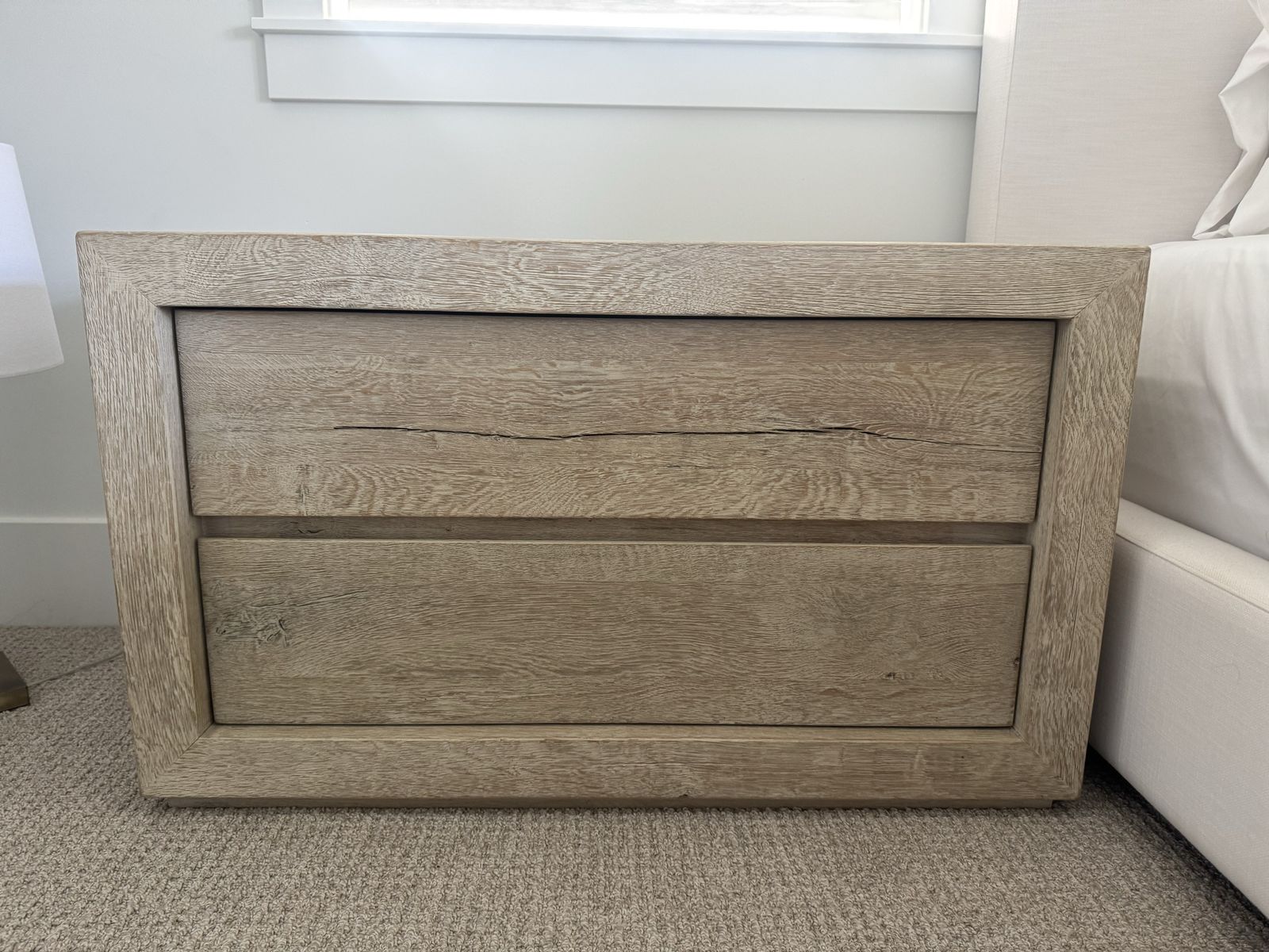 Restoration Hardware RH RECLAIMED 40 Wide RUSSIAN OAK OPEN AND CLOSED NIGHTSTAND Whitewashed Oak