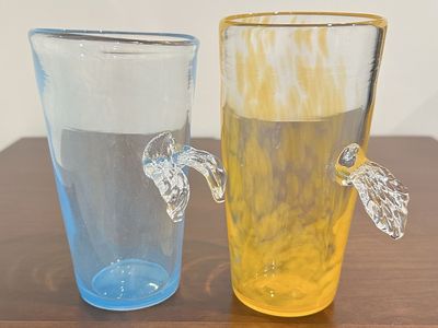 Signed Robert Burch Hand-Blown Studio Art Glass Tumblers (Pair) – RB 2018 – One-of-a-Kind