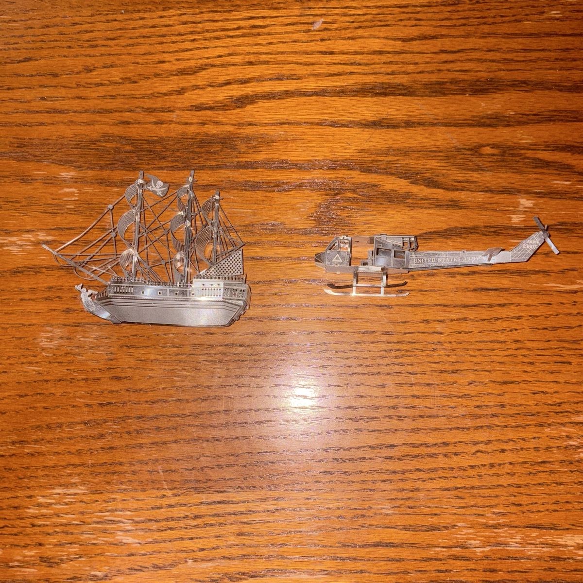 Metal Earth Golden Hind Galleon & Huey Helicopter