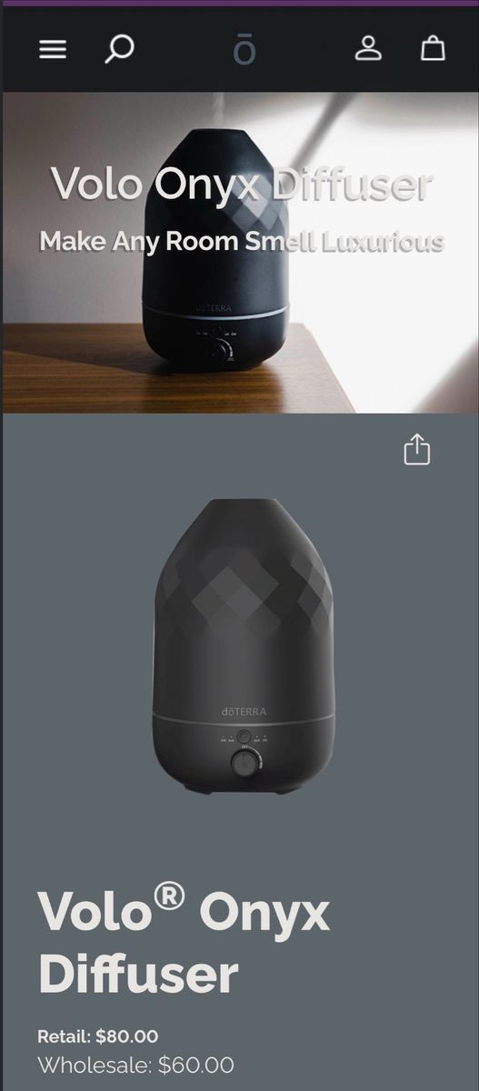 DoTERRA Volo Onyx Diffuser - Ultrasonic Essential Oil Diffuser with 14-Hour Timer & Ambient Light