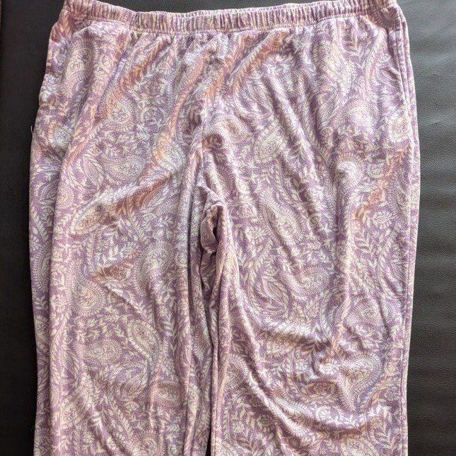 Adonna Sleepwear Purple Paisley Fleece Pajama Pants XXL