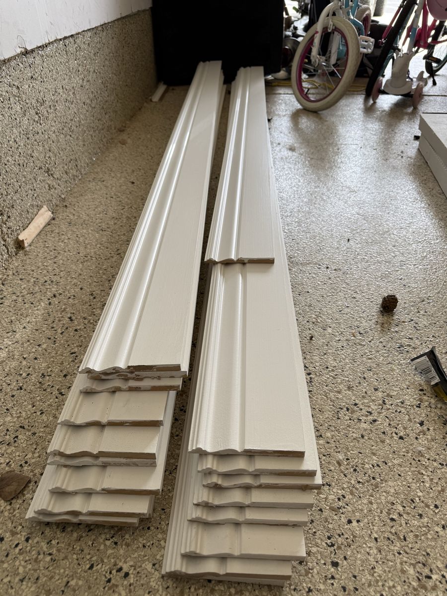 Baseboards for sale: already primed and painted!