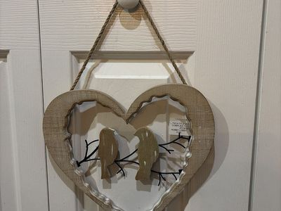 Hobby Lobby Rustic Heart Wall Decor with Bird Silhouette, Rope Hanger - Farmhouse Style