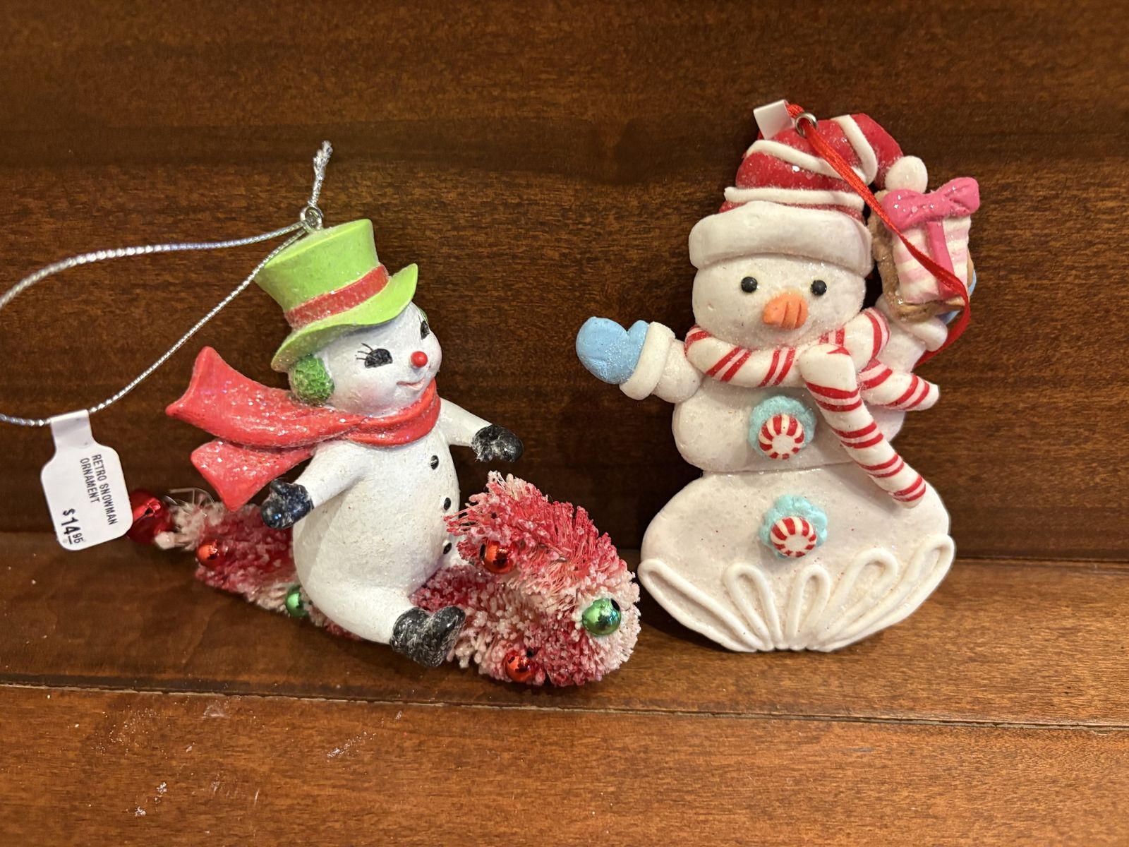 2 New Sparkly Snowman Ornaments 