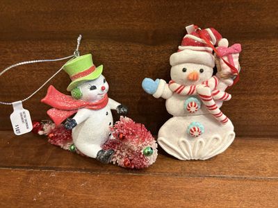 2 New Sparkly Snowman Ornaments