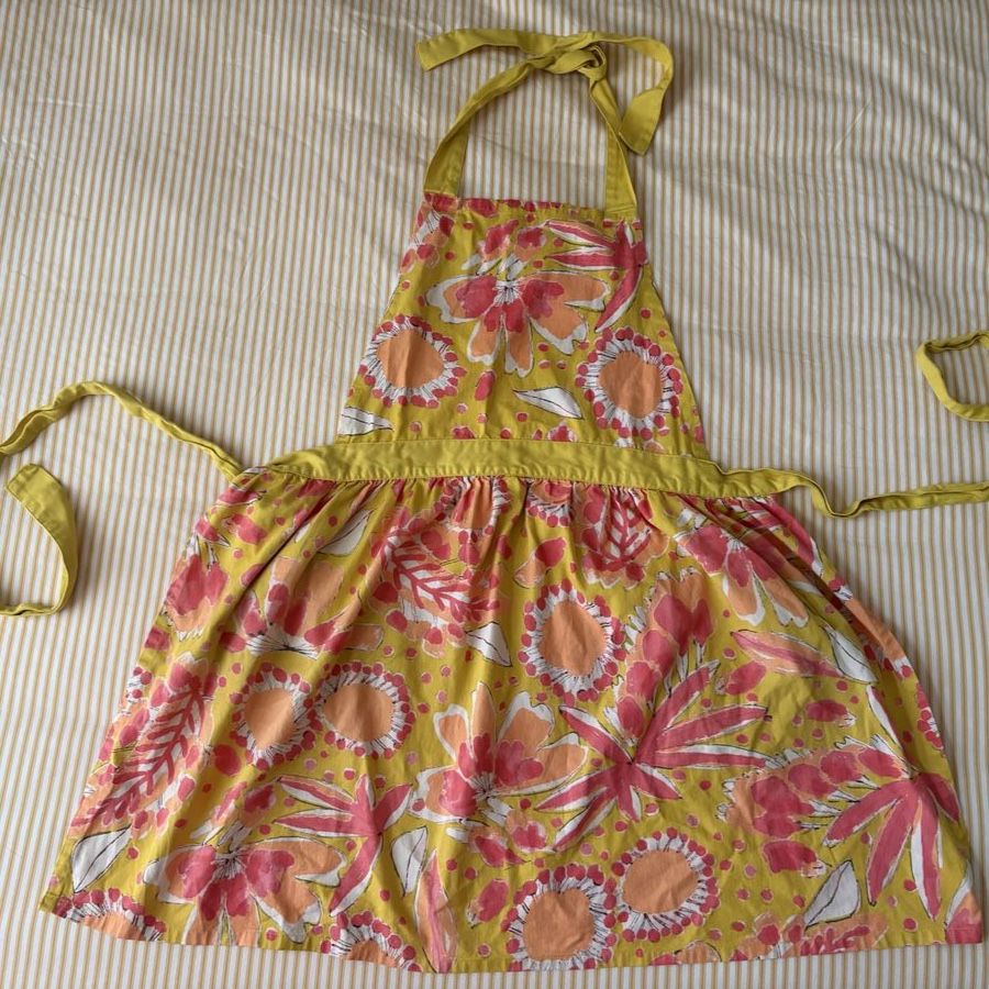 Vera for Anthropologie 100% cotton yellow, pink, and orange apron
