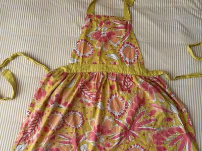 Vera for Anthropologie 100% cotton yellow, pink, and orange apron