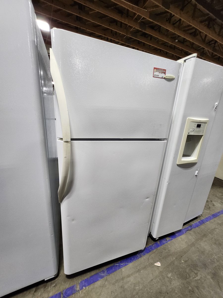 Frigidaire White Top Freezer Refrigerator, Used - Minor Dents, Clean Interior