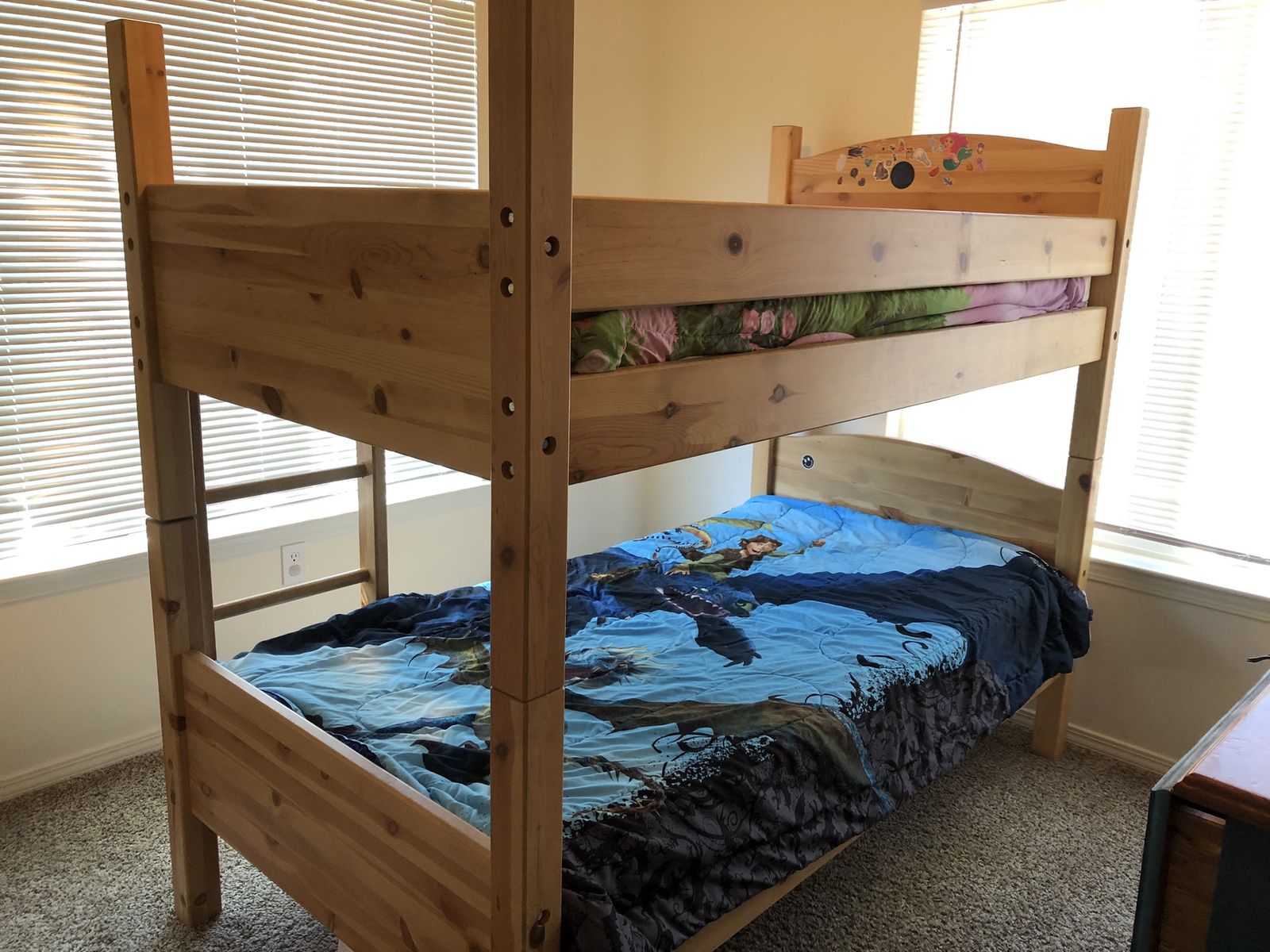 Beautiful Solid Wood Bunk Beds and Base Boards (can be two single beds too) - Great Condition