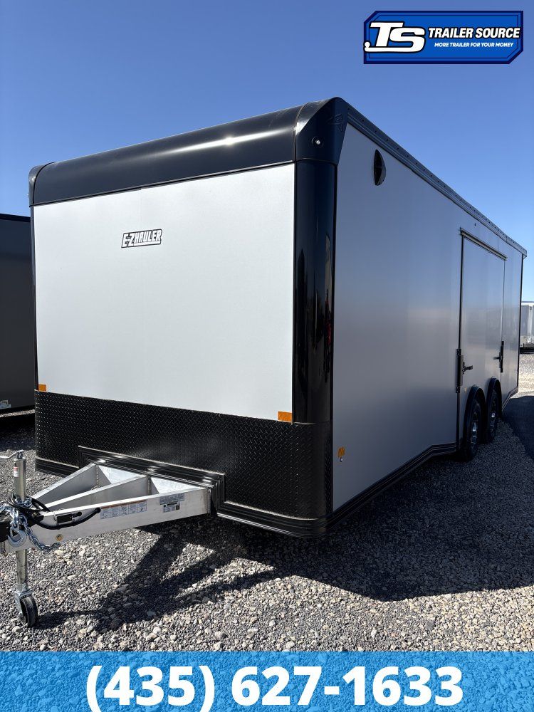 8.5x24 Alcom EZ Hauler Premium Aluminum Enclosed Car Hauler Trailer - 10K GVWR - .080 PolyCor, Alloy Wheels, Black Out Package,
