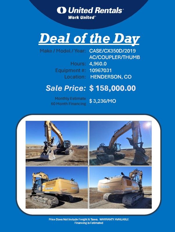 Excacator CX350D 2019 AC/ coupler w thumb 4960 hrs in Colorado