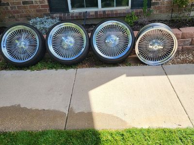 Chrome Wire Wheels and Tires Set - 100 Spoke Lowrider Wheels