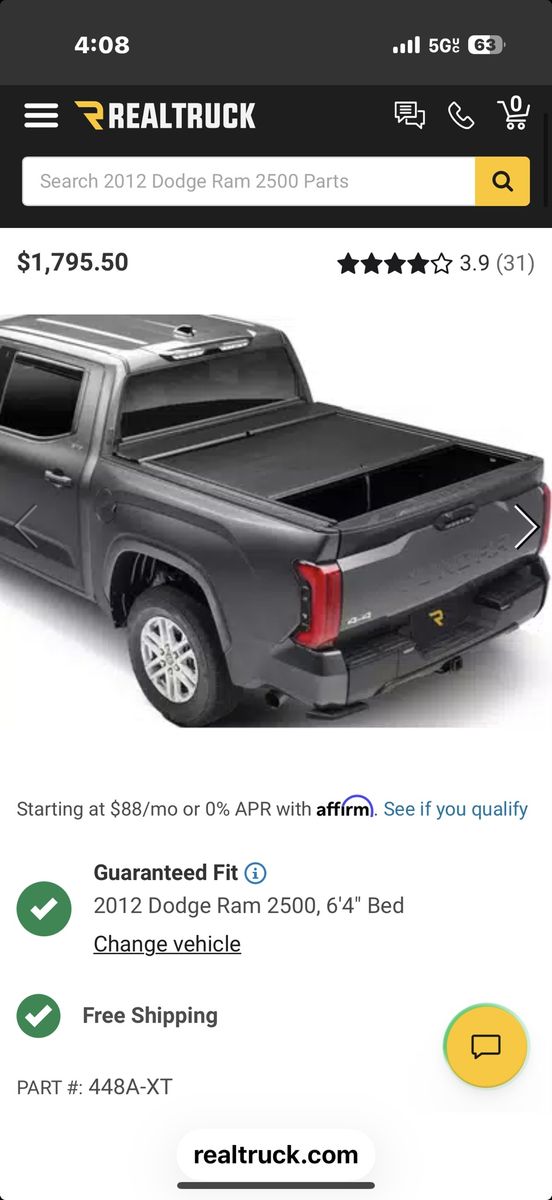 Ram truck Real Truck Tonneau Cover  6'4"