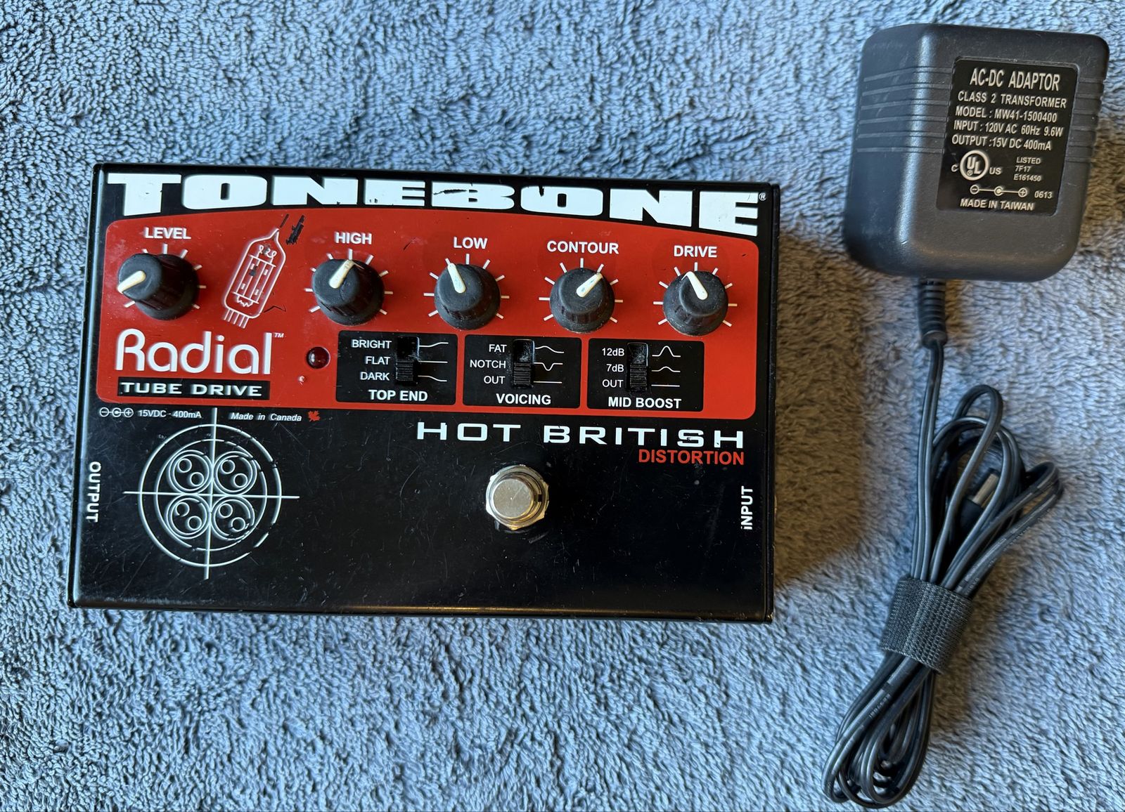 Radial Tonebone Hot British Tube Drive Distortion Guitar Pedal with 15V Adapter