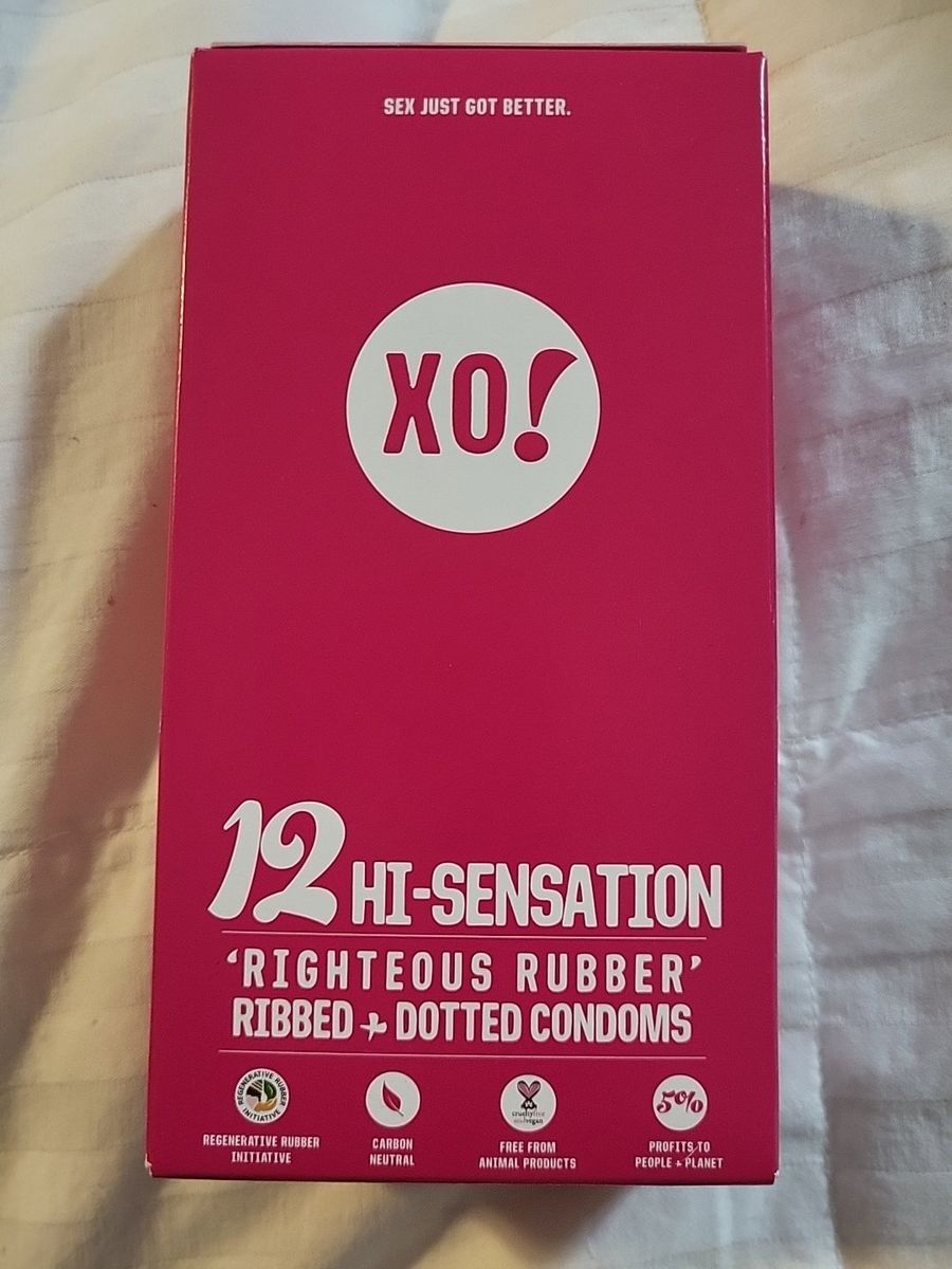 Here We Flow 12 Hi-Sensation Ribbed + Dotted Condoms - Natural Rubber Latex, Carbon Neutral
