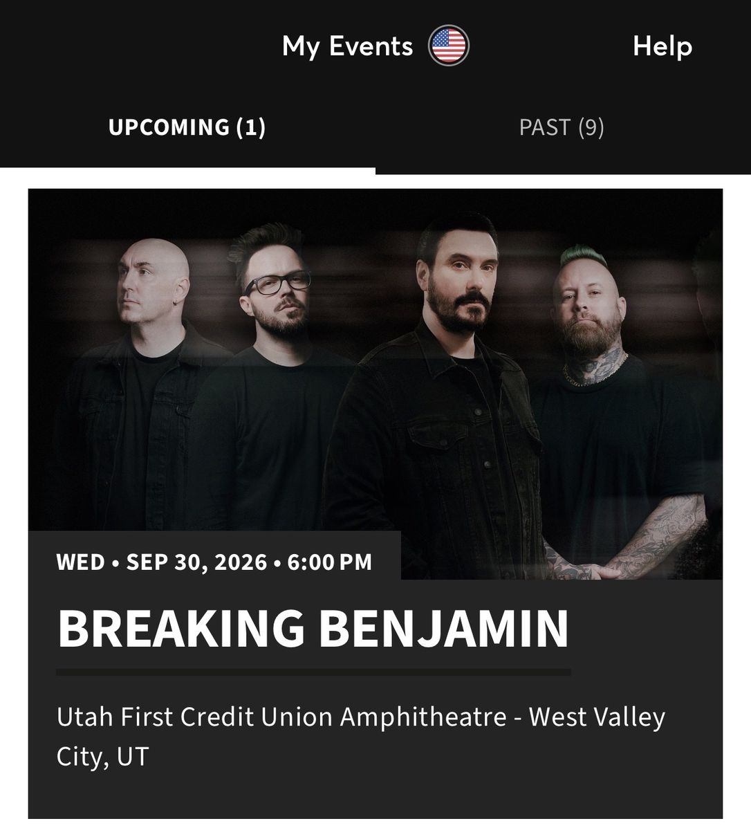 1 Breaking Benjamin GA Lawn Ticket